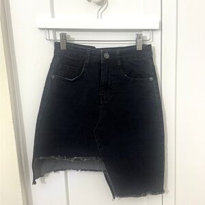 Black Asymmetrical Pencil Skirt Knee-Length